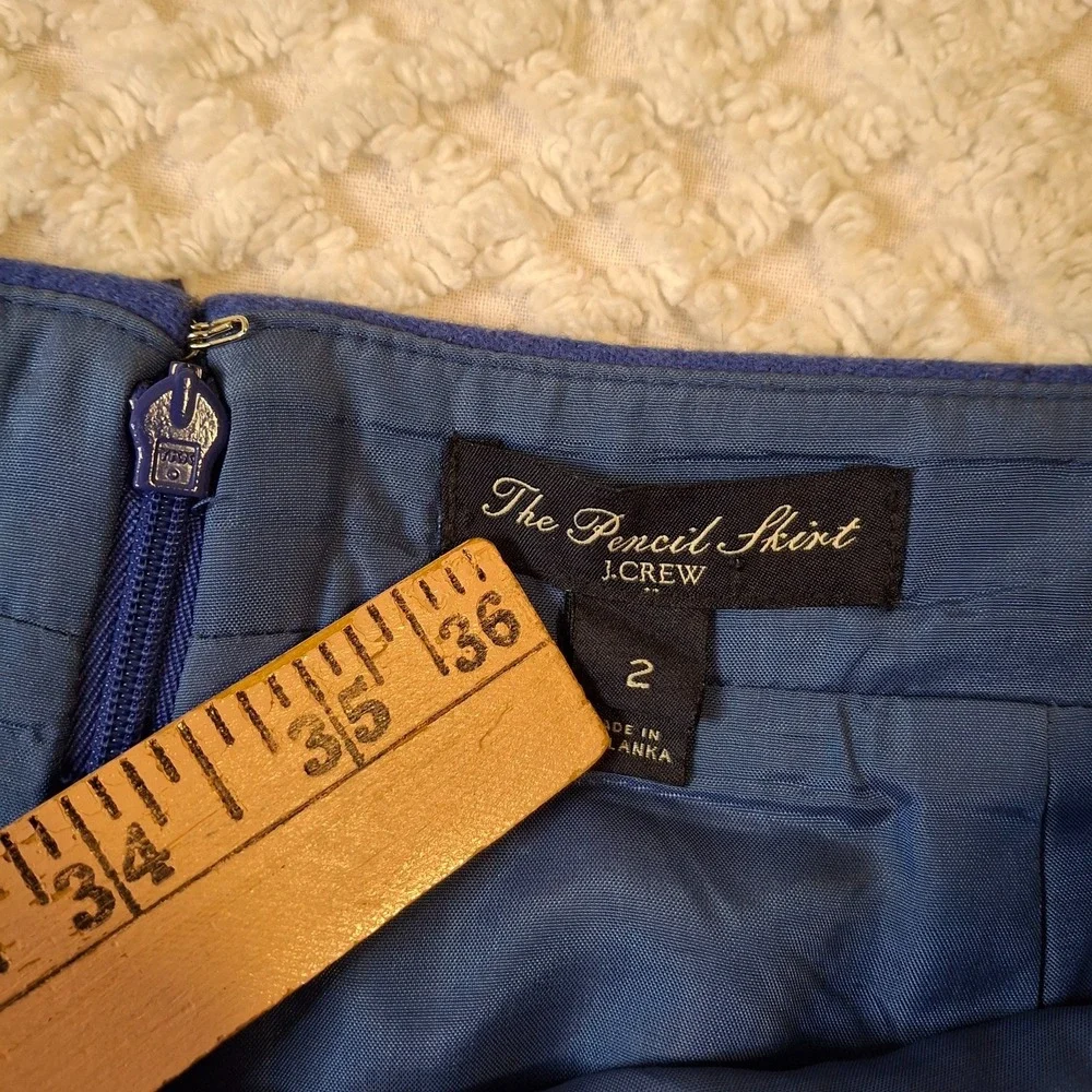 J.Crew‎ Womens 2 Pencil Skirt Cobalt Blue Wool Blend Knee Length Career Solid